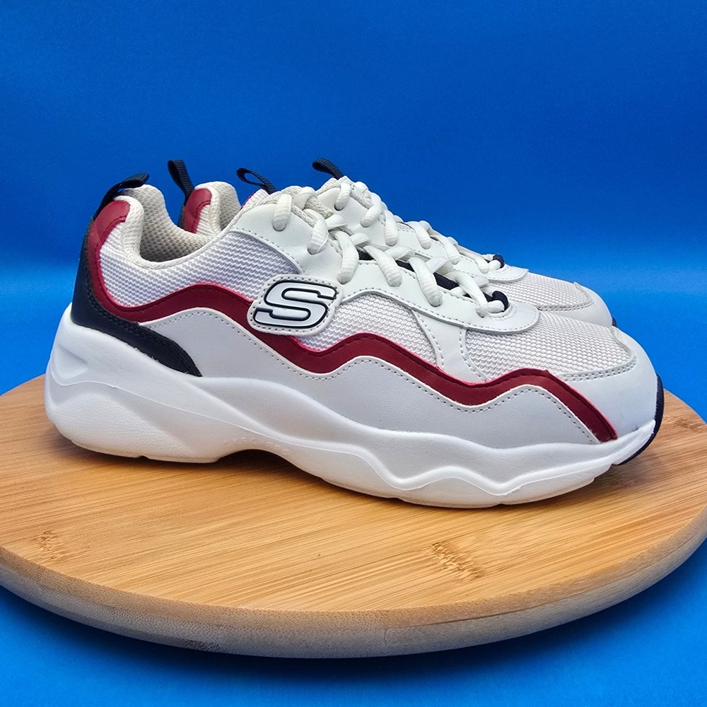 Skechers D'Lites Airy Sneakers Women's 6 White Red Chunky Walking Shoes